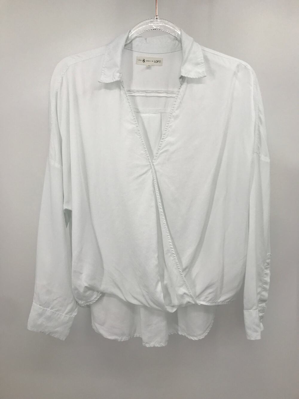 Lou & Grey for LOFT Light Blue Hi Lo Bubble Hem Popover Top Size M